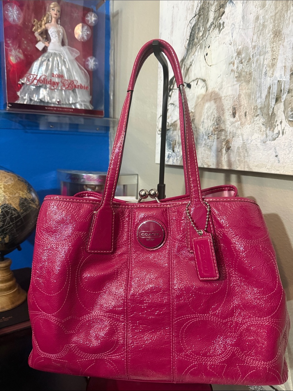 Coach Hot Pink Signature Leather Tote